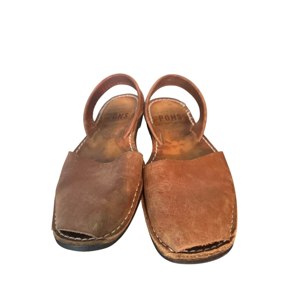 Pons Menorca Sandals Dark Camel Size US 8 Avarca Leather Made In Spain Classic m - Picture 2 of 5